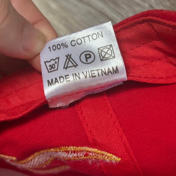 K.Cap Red Cotton Baseball Cap with Yellow Flame Embroidery Y2K Streetwear - Picture 6 of 6